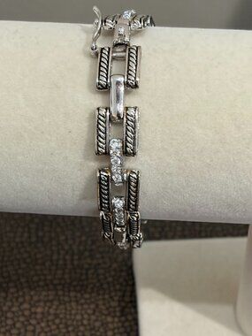 Silver Tone Open Square Link Bracelet